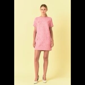 Endless Rose Pink Tweed Shift Dress NWT
